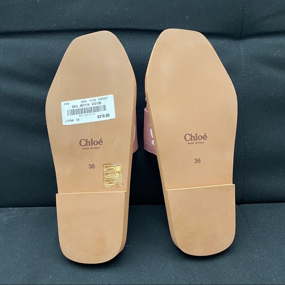 ❌ SOLD ❌ Chloé Woody Ribbon Logo Sandals Pink - Picture 6 of 12